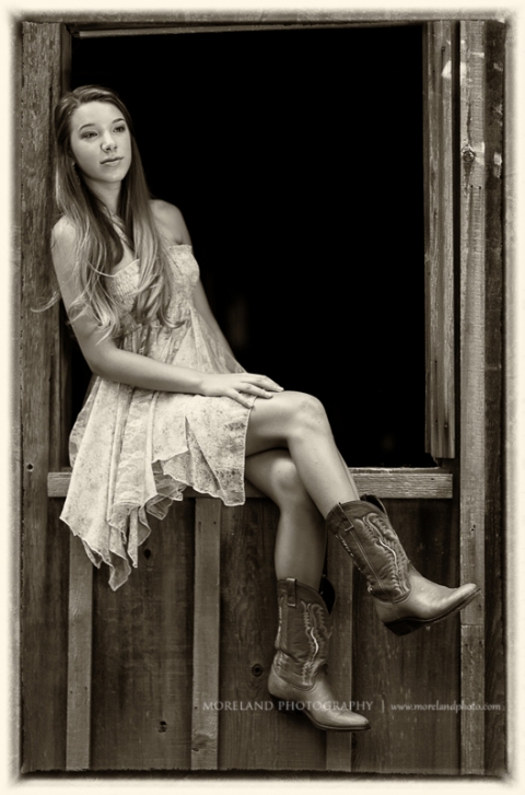 Beginner Photography Class Model in window with cowboy boots Creative Edge Photography Workshop Atlanta